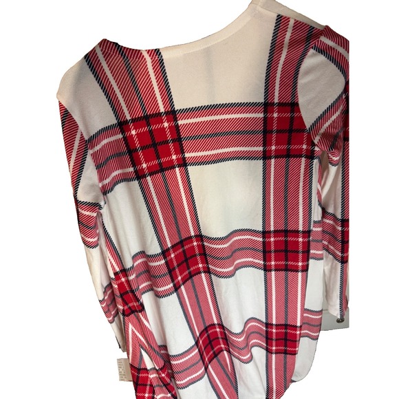 NWT Lularoe Caroline Sweater Small White, Red & Black Plaid Christmas **Rare** - Picture 5 of 6